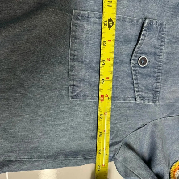 Dear John Alyssa Chambray Button Up Shirt Embroidered Fringe Sleeves Size Small - Picture 8 of 9